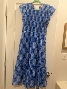 Women’s J Marie Blue Floral Smocked Maxi Dress